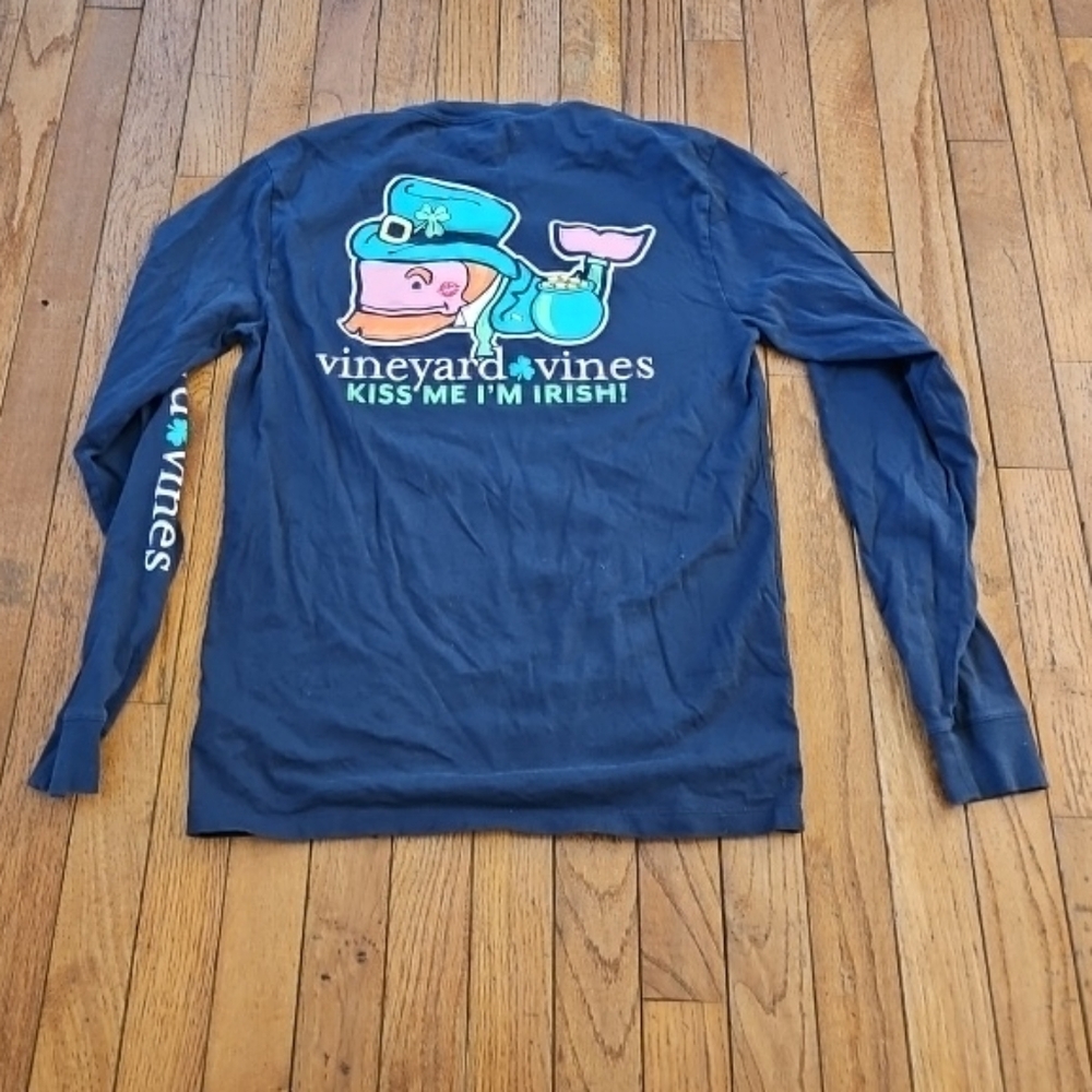 Vineyard Vines Shirt Mens XS  Teen Boys Navy Kiss Me I'm Irish St. Patricks Day